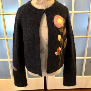 Anthro Moth floral embroidered cardigan size M